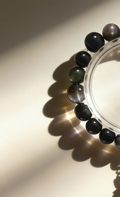 Mystic Calm Sleep·Black Tourmaline & Silver Obsidian Sleep-Aiding Bracelet - Tea Crystal Soothing Bracelet 