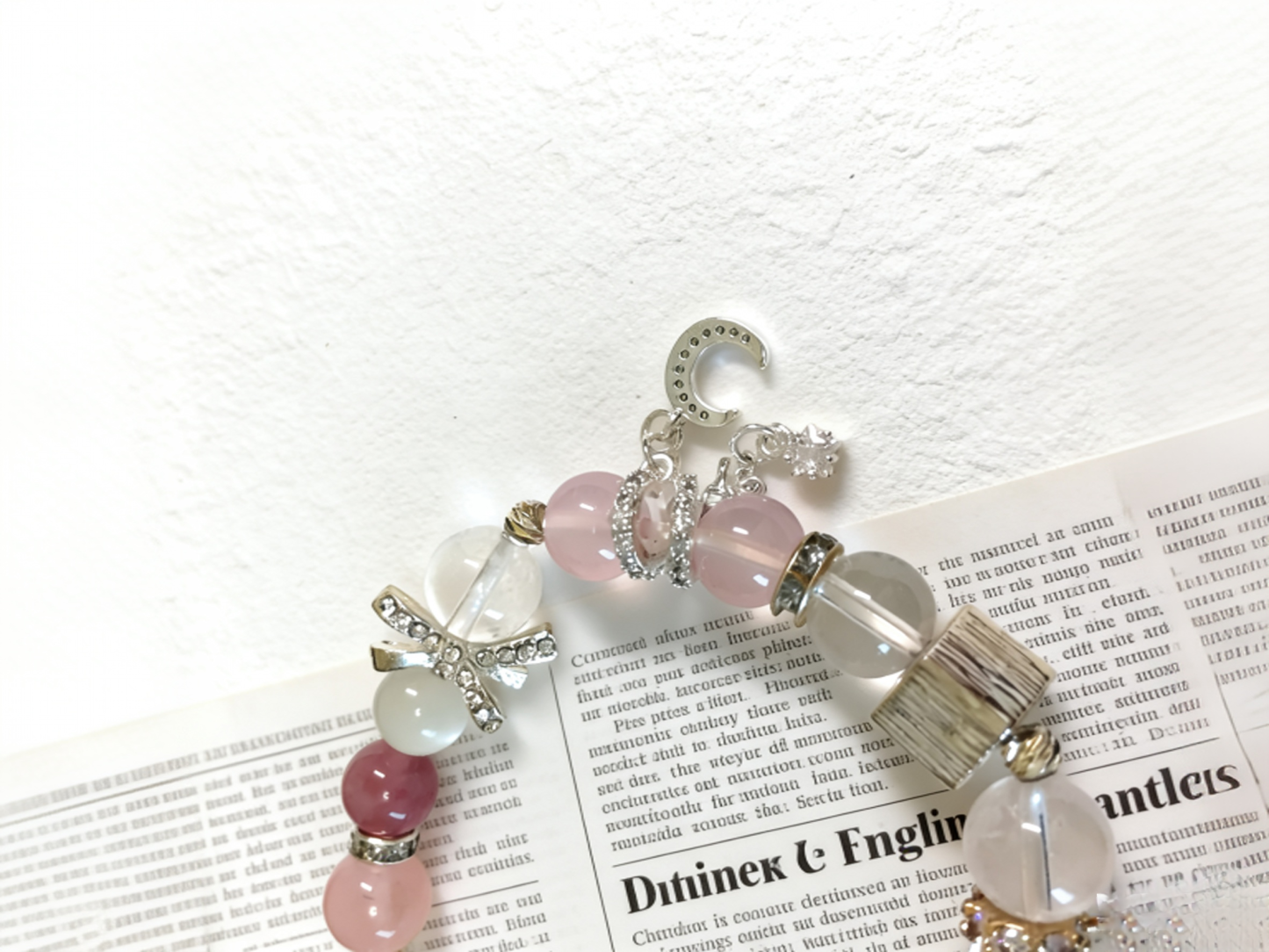 Purple-Pink Love Affair · Madagascar Rose Quartz & Amethyst Bracelet, White Moonstone Bracelet for Attracting Positive Romantic Encounters & Happiness