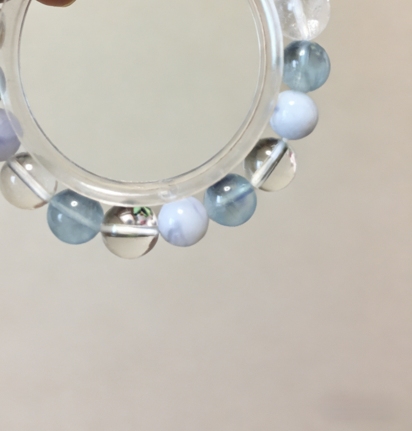 Clear Mind & Pure Mood · Milky Aquamarine Healing Bracelet, White Crystal & Blue Lace Agate Calming Bracelet