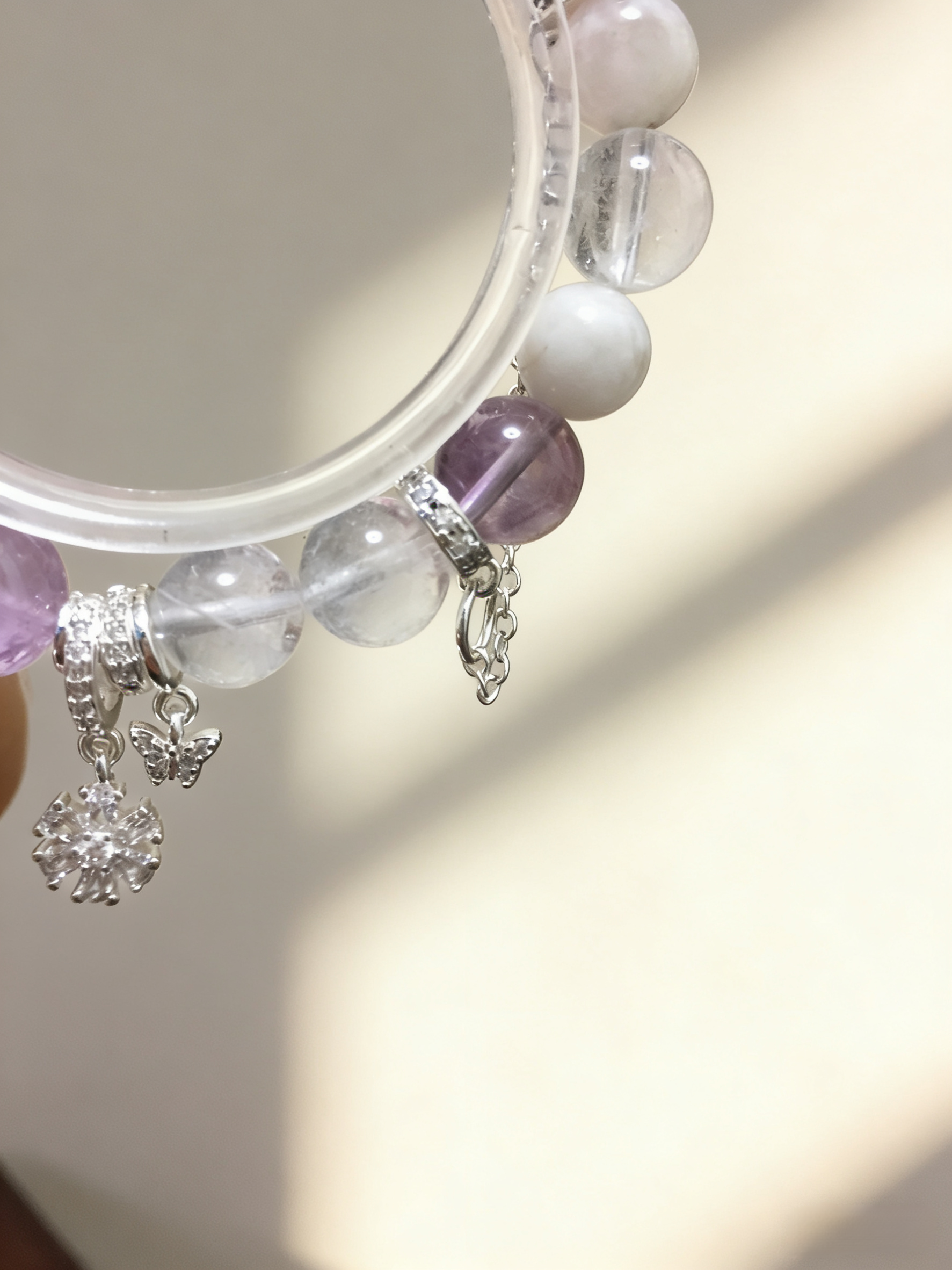 Snow Crystal Contemplation·Amethyst & White Snowflake Concentration Bracelet - Silver-Plated Ring Mind-Concentrating Bracelet 