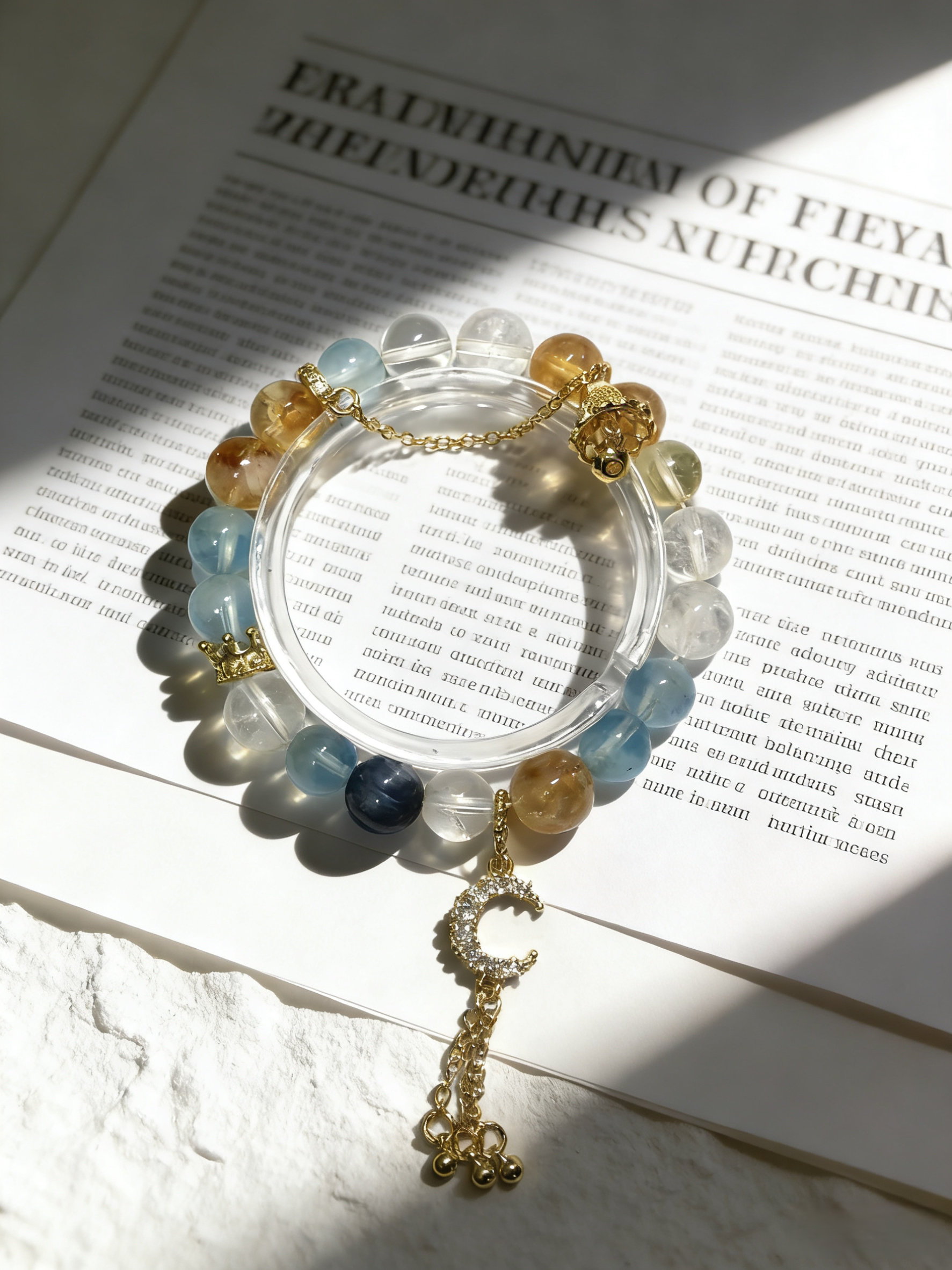 Clear Mind & Wisdom·Aquamarine & Citrine Concentration Bracelet - Kyanite & Citrine Mind-Concentrating Bracelet 