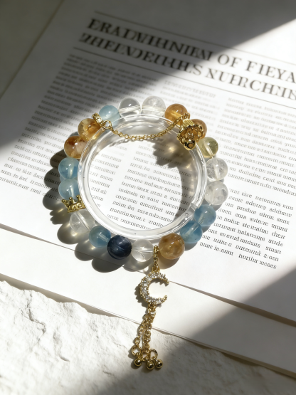 Clear Mind & Wisdom·Aquamarine & Citrine Concentration Bracelet - Kyanite & Citrine Mind-Concentrating Bracelet 