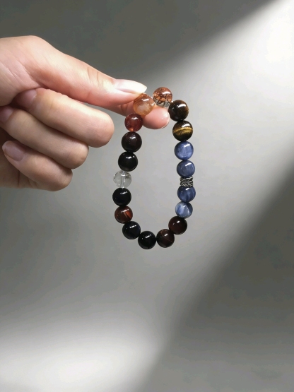 Three-Eye Boosts Career · Three-Color Tiger's Eye Multi-Gem Crystal Bracelet, Yellow/Red/Blue Light Career Bracelet