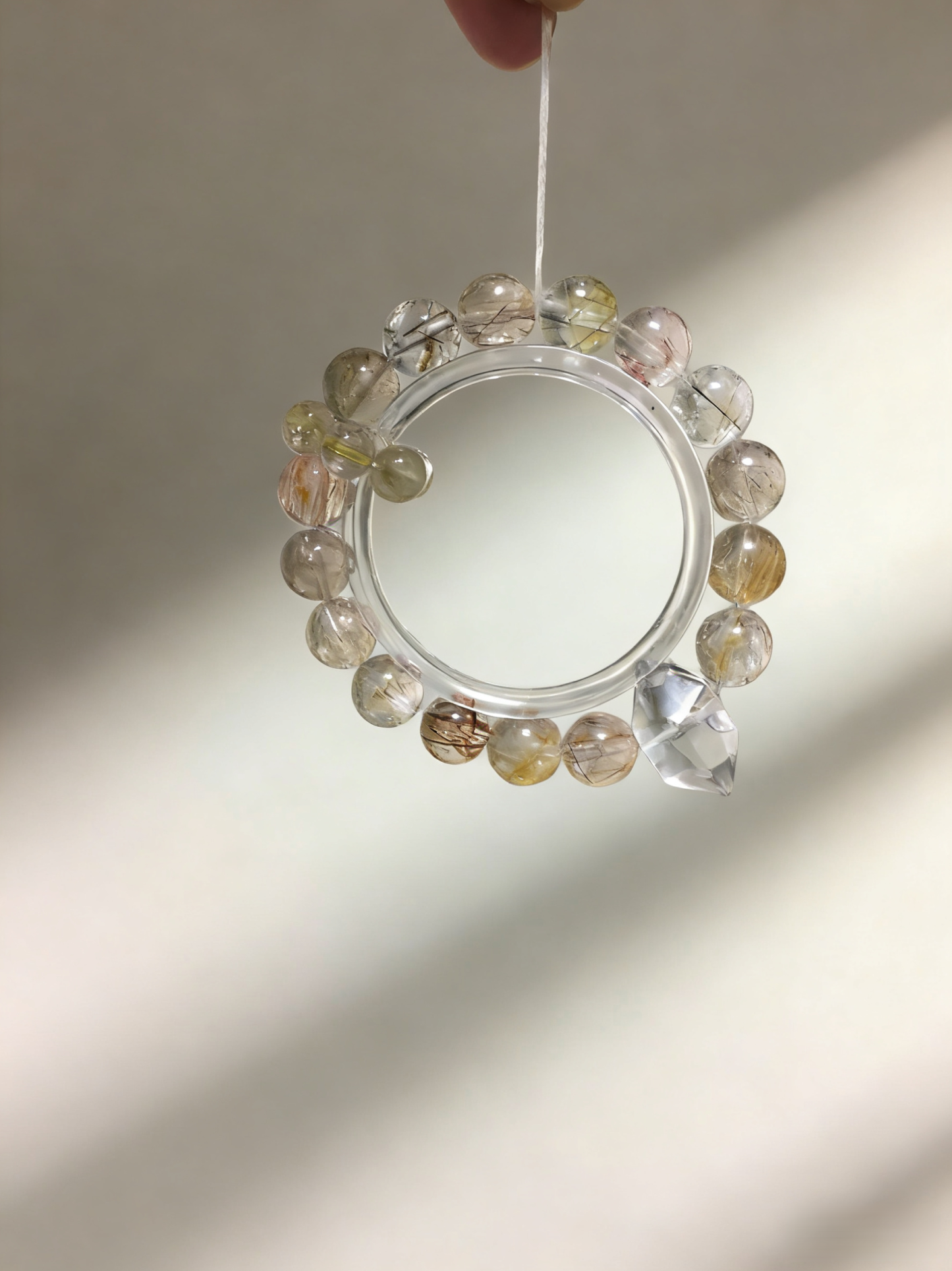 Gilded Slumber·Venus Hair Crystal Sleep-Aiding Bracelet - Rutilated Quartz Double-Pointed Soothing Bracelet 