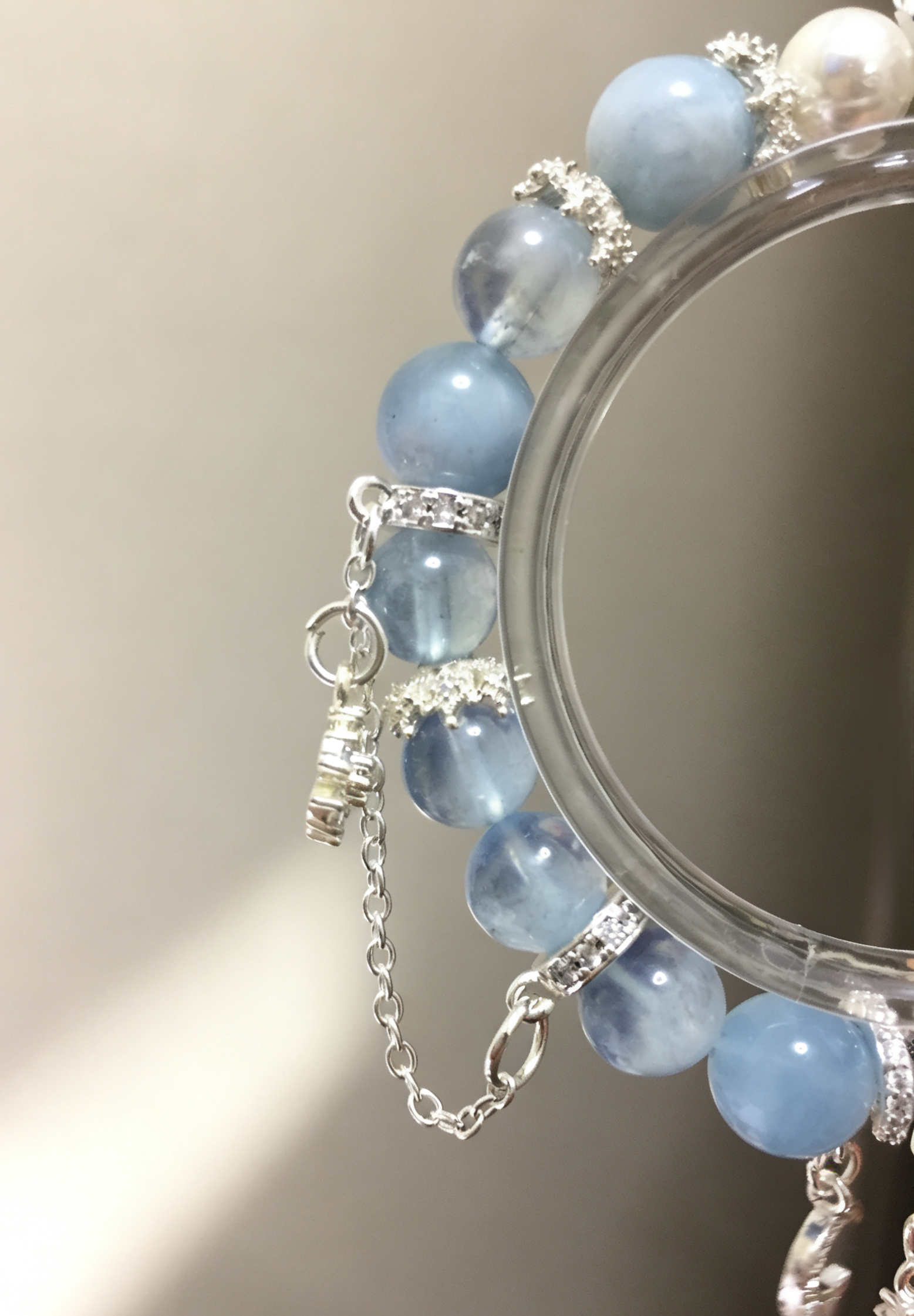 Blue Diamond Contemplation·Island Aquamarine Concentration Bracelet - Blue Zircon & Shell Bead Mind-Concentrating Bracelet 