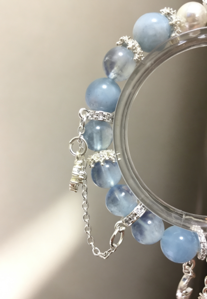 Blue Diamond Contemplation·Island Aquamarine Concentration Bracelet - Blue Zircon & Shell Bead Mind-Concentrating Bracelet 