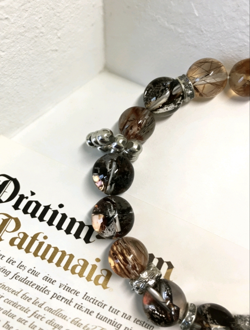 Koi Gathers Wealth · Gold Leaf Resin Flower & Rutilated Quartz Bracelet, Career Takeoff & Wealth-Attracting Bracelet