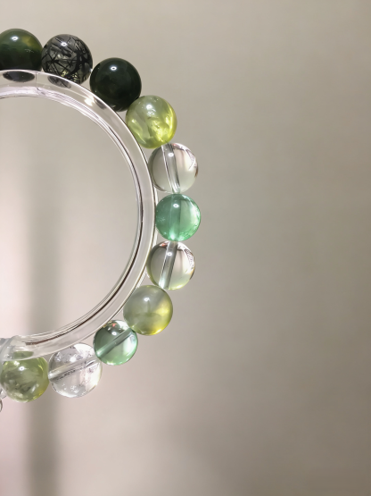 Fluorescent Green Sleep·Green Fluorite Multi-Crystal Sleep-Aiding Bracelet - Green Dragon Crystal & Black Tourmaline Soothing Bracelet 