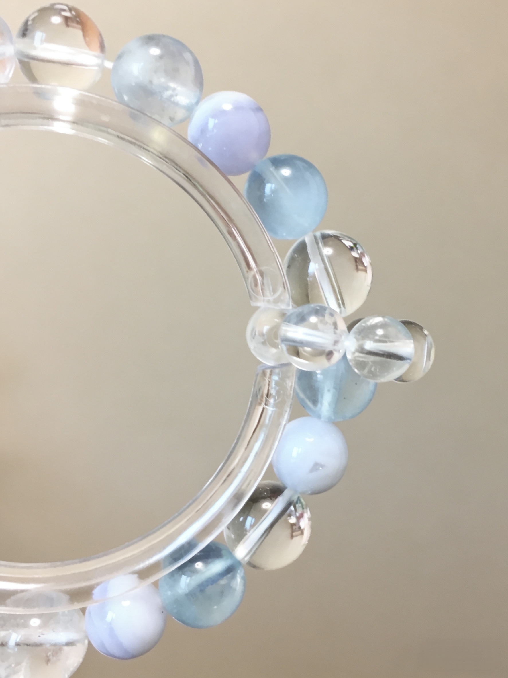 Clear Mind & Pure Mood · Milky Aquamarine Healing Bracelet, White Crystal & Blue Lace Agate Calming Bracelet