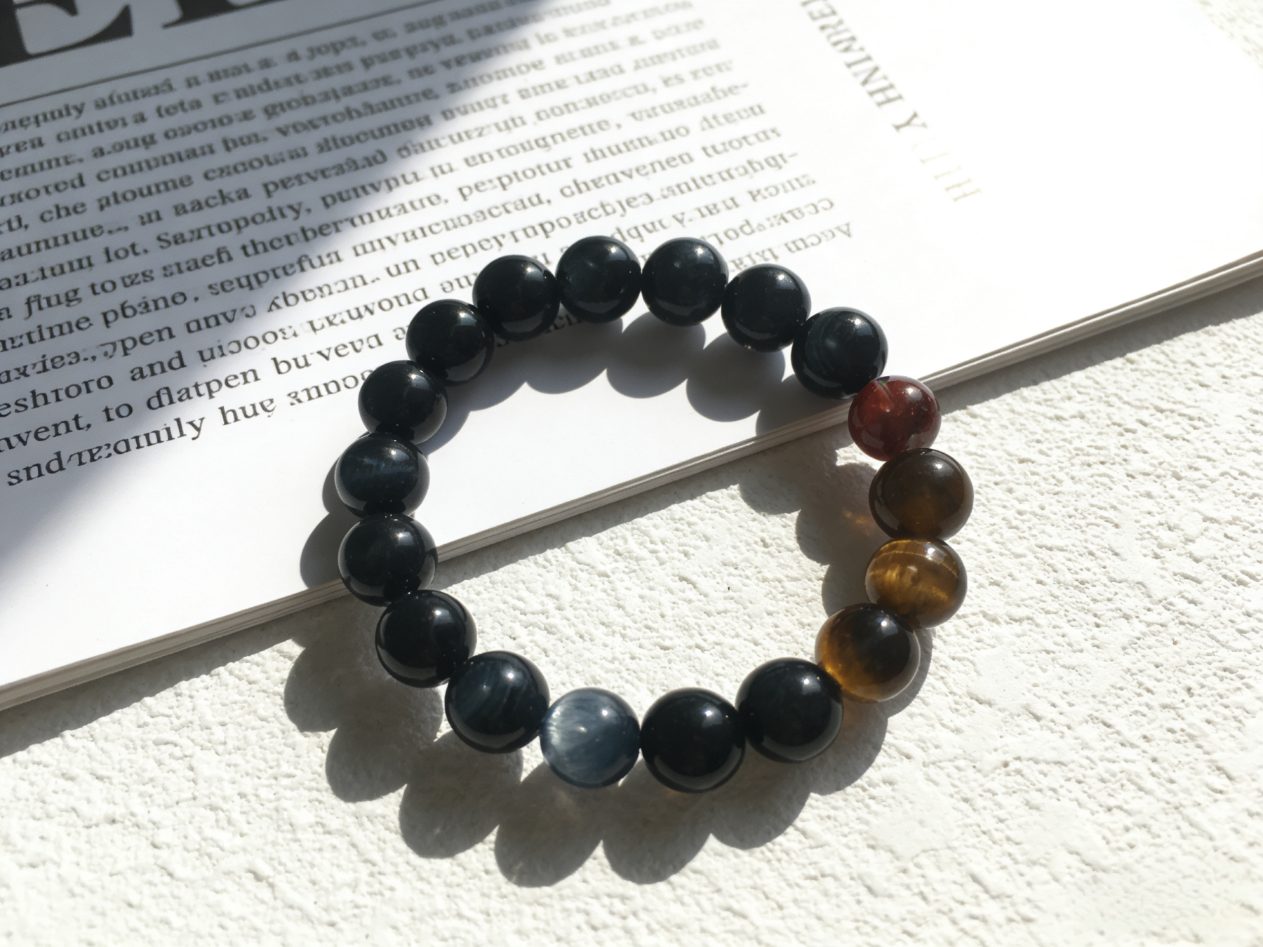Dual Tiger Eye Pure Crystal Protection Bracelet - Yellow & Blue Tiger Eye Peace Bracelet 