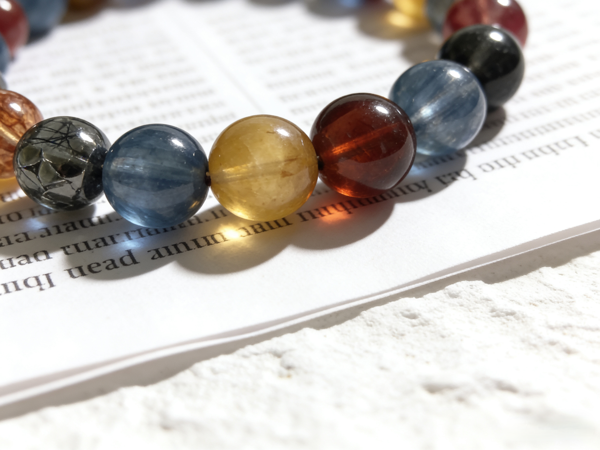 Three-Color Tiger Eye Full-Dimensional Protection Bracelet - Kyanite & Black Hair Crystal Peace Bracelet 