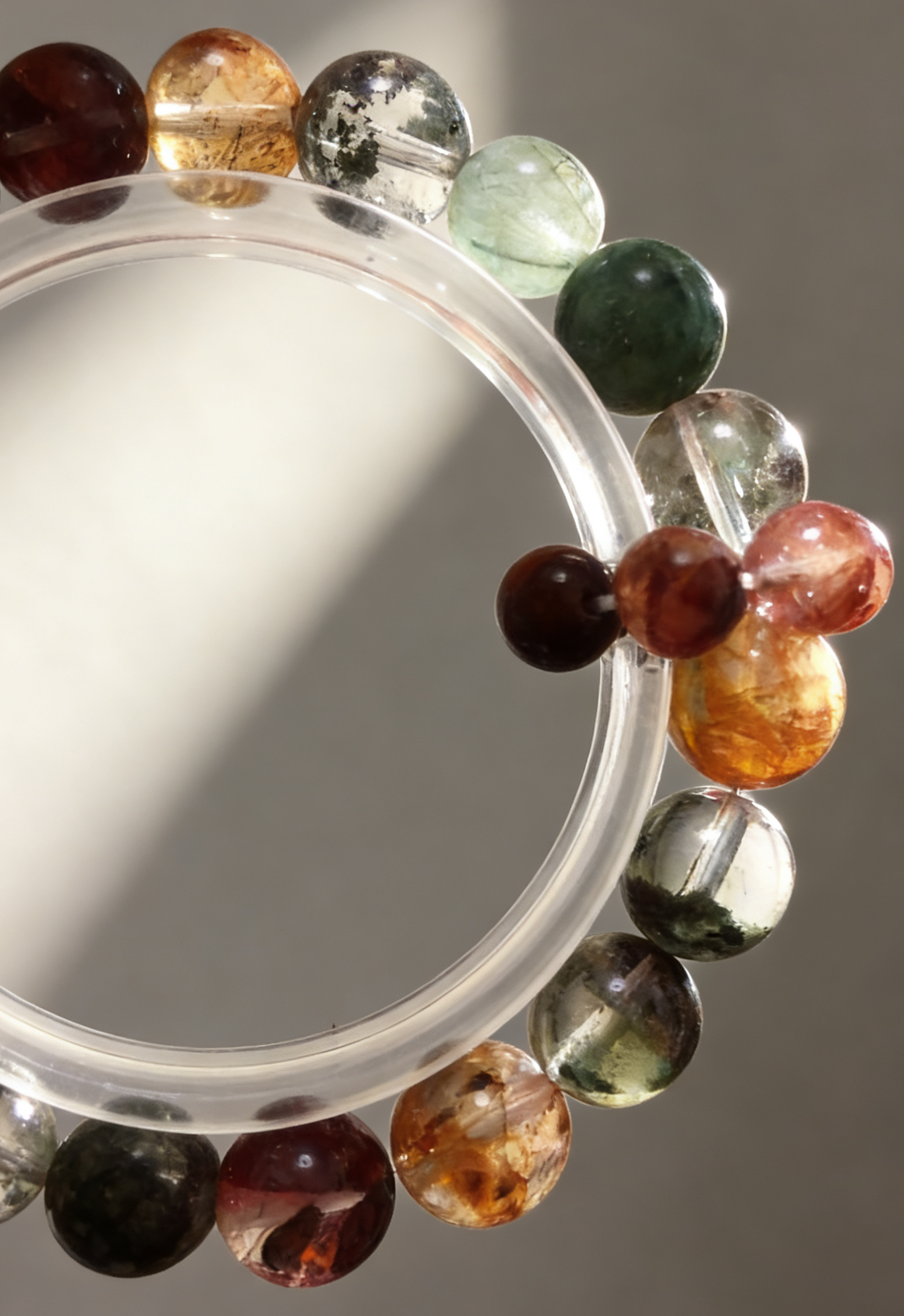 Koi Focus·Gold Foil Koi Glue Flower Concentration Bracelet - Flower Phantom & Green Rutilated Quartz Mind-Concentrating Bracelet 