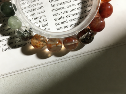 Koi Focus·Gold Foil Koi Glue Flower Concentration Bracelet - Flower Phantom & Green Rutilated Quartz Mind-Concentrating Bracelet 