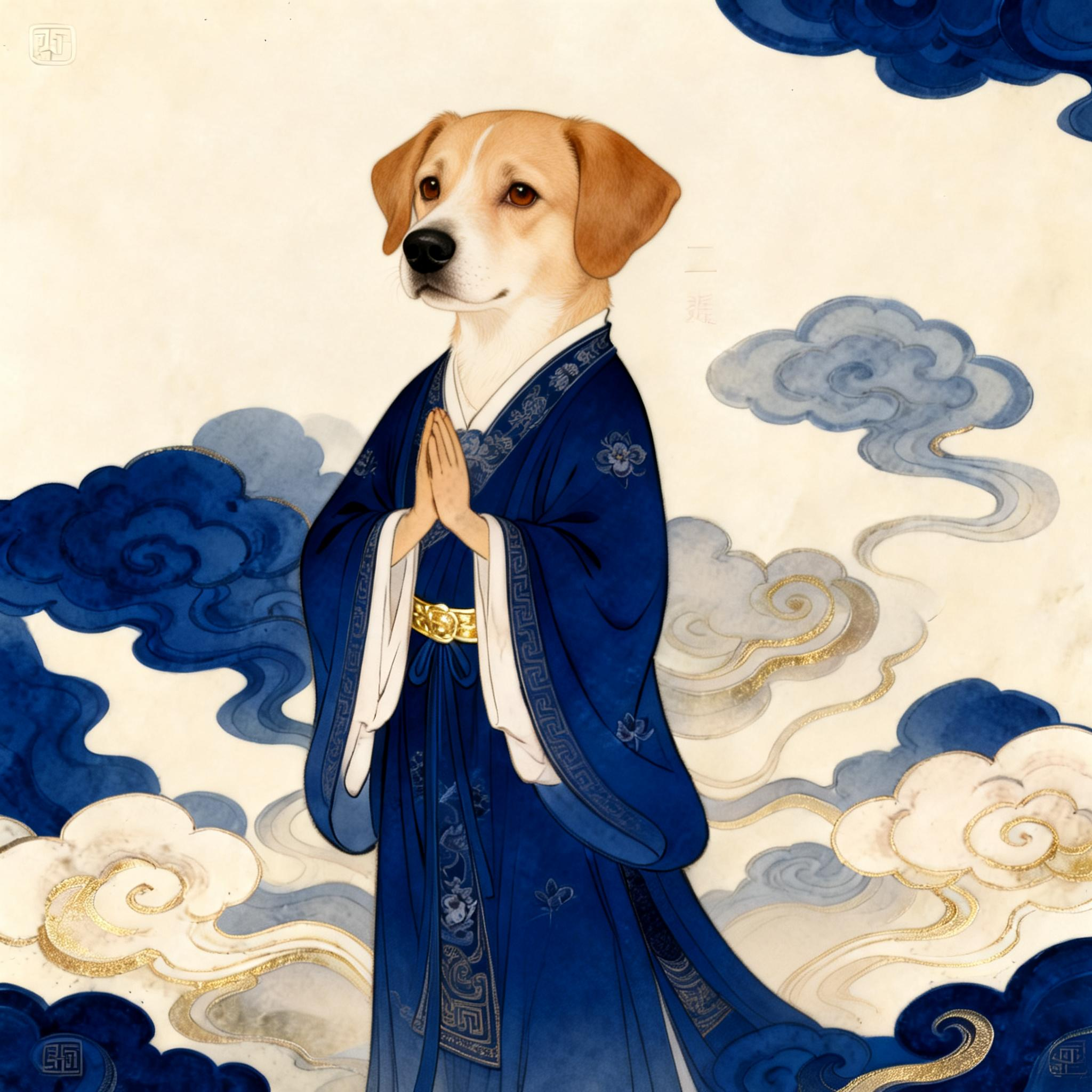 Chinese style Dog zodiac illustration