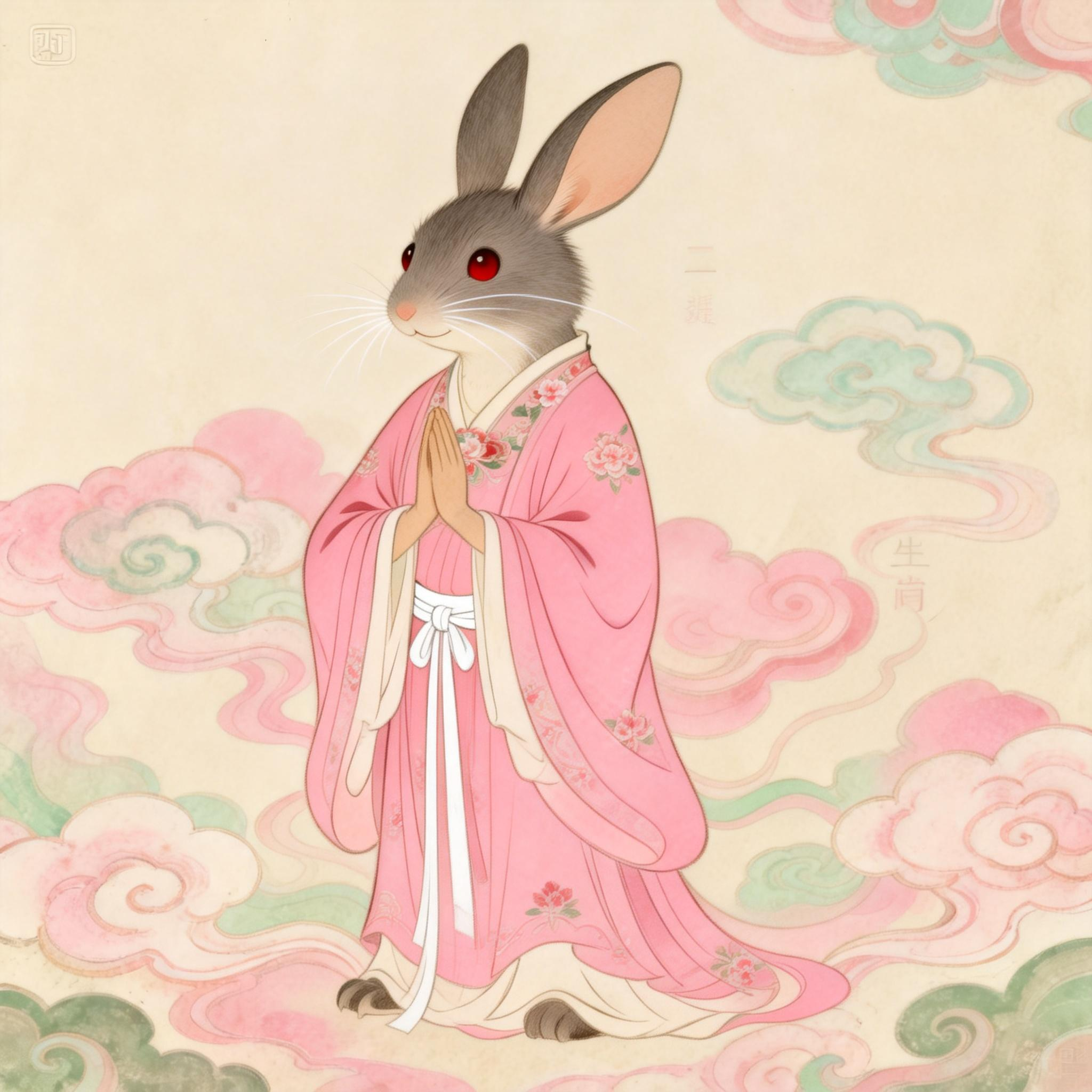 Chinese style Rabbit zodiac illustration