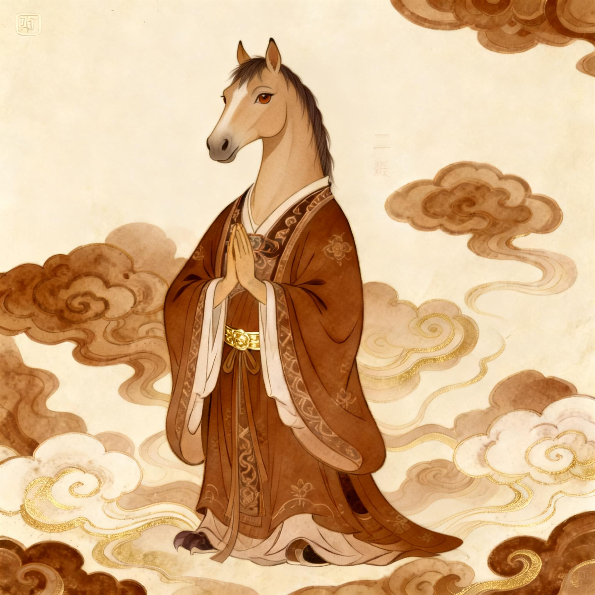 Chinese style Horse zodiac illustration