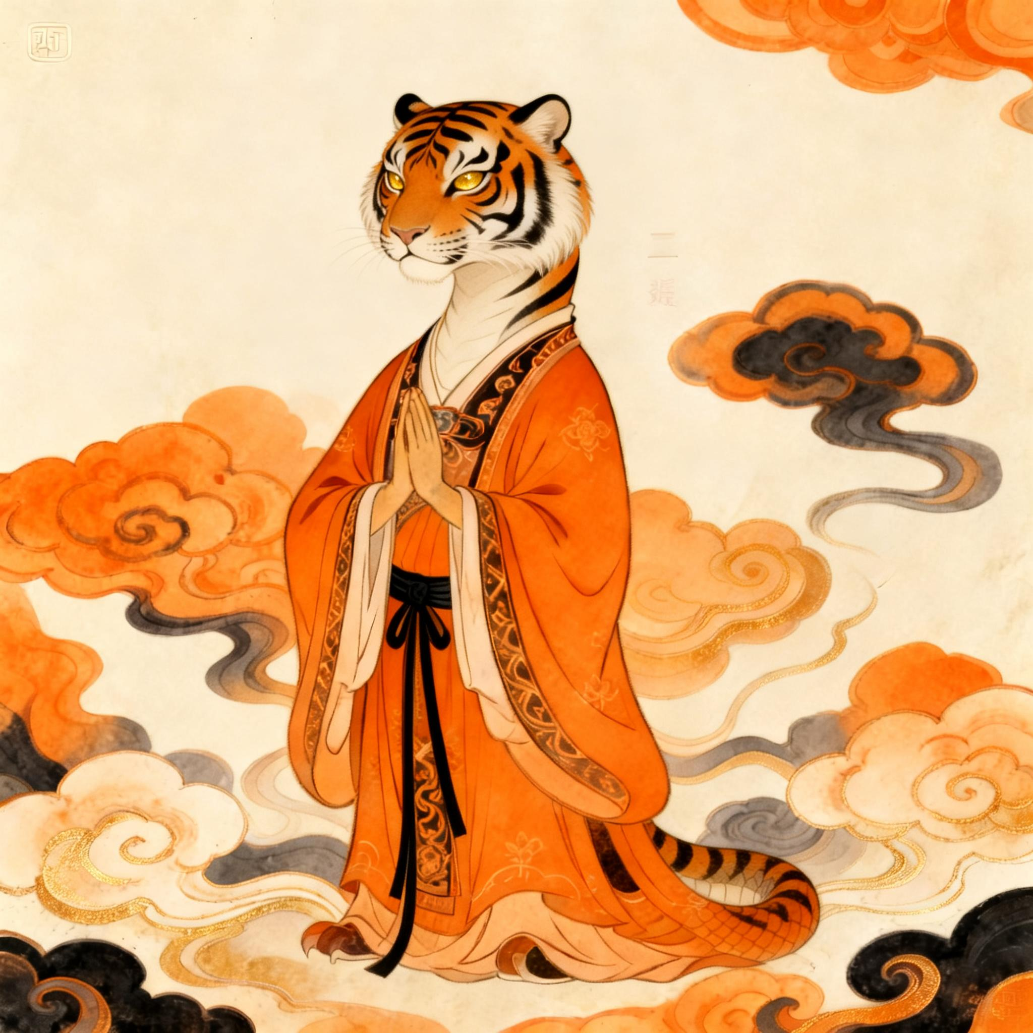 Chinese style Tiger zodiac illustration