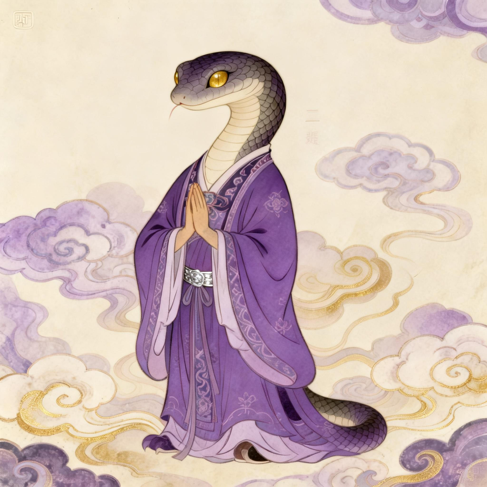 Chinese style Snake zodiac illustration
