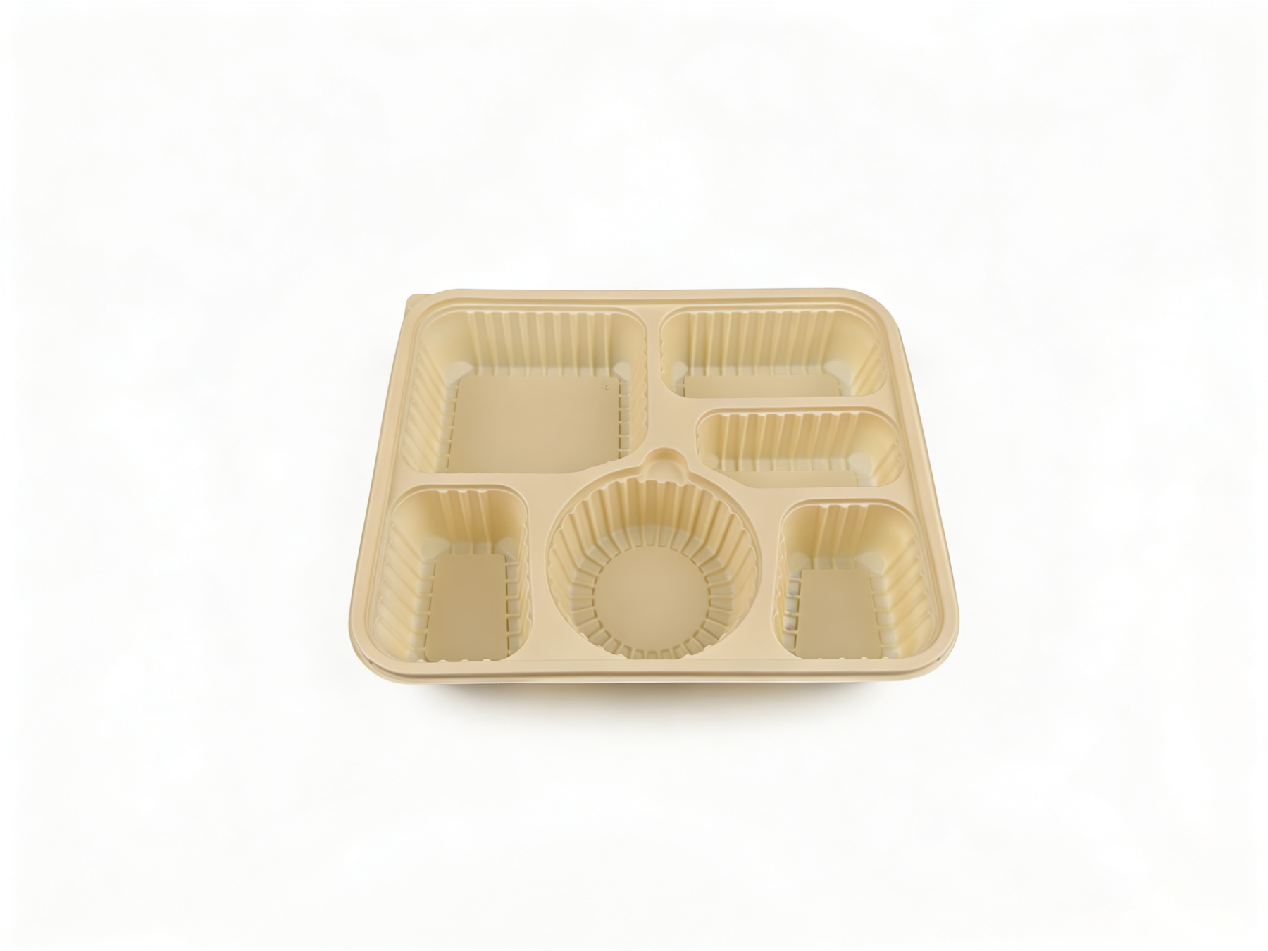 米色 5 格 PP 分格打包盒（29×24.2×5.4cm）| 耐热防串味 | 外卖餐饮适用