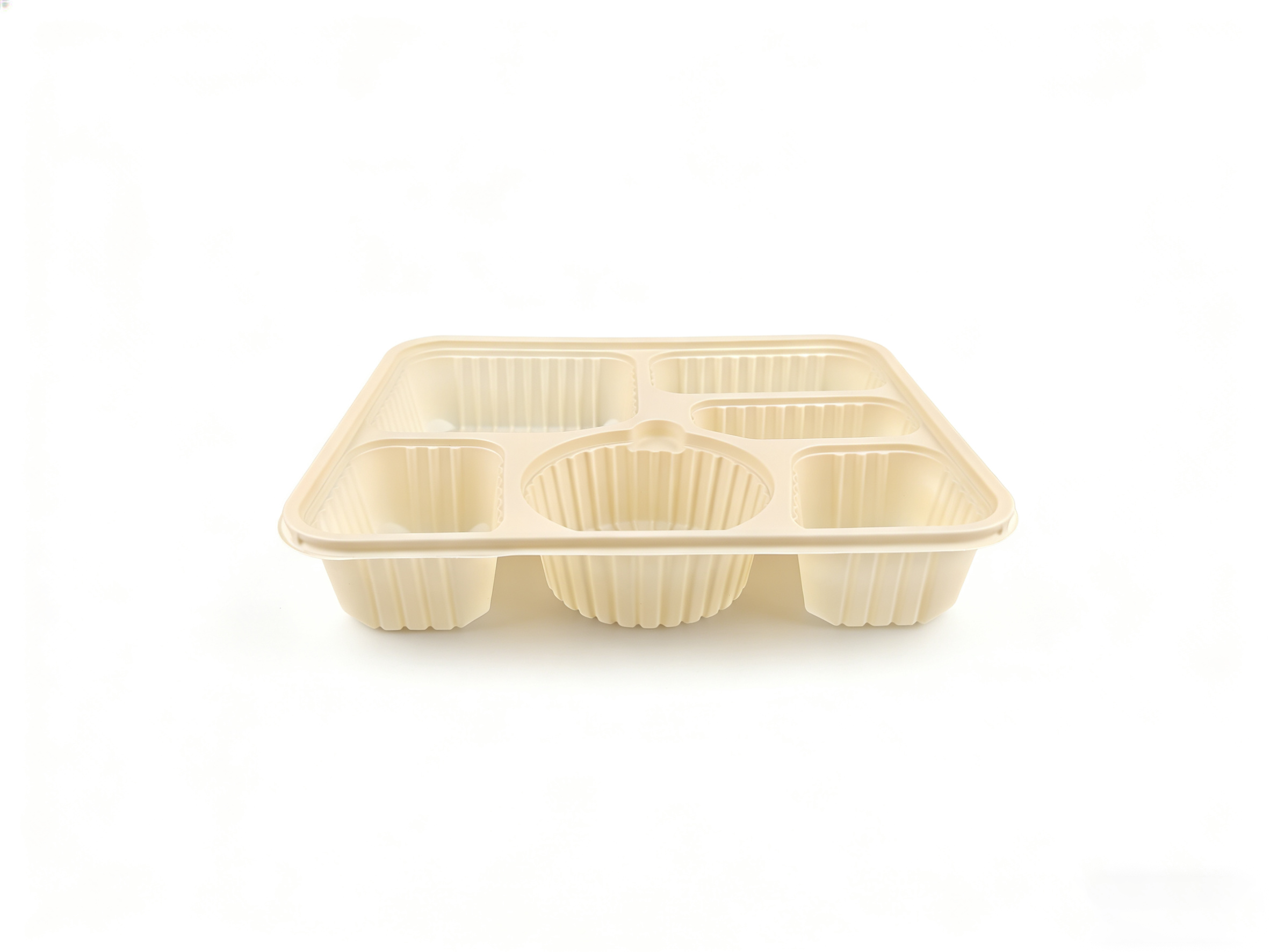 米色 5 格 PP 分格打包盒（29×24.2×5.4cm）| 耐热防串味 | 外卖餐饮适用