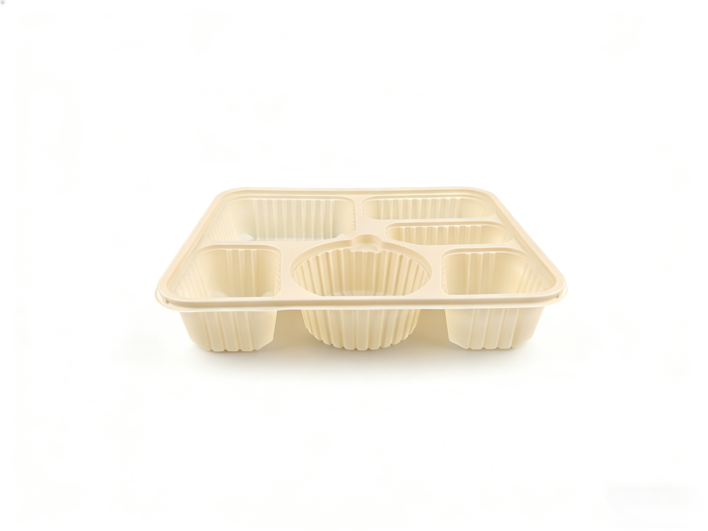 米色 5 格 PP 分格打包盒（29×24.2×5.4cm）| 耐热防串味 | 外卖餐饮适用