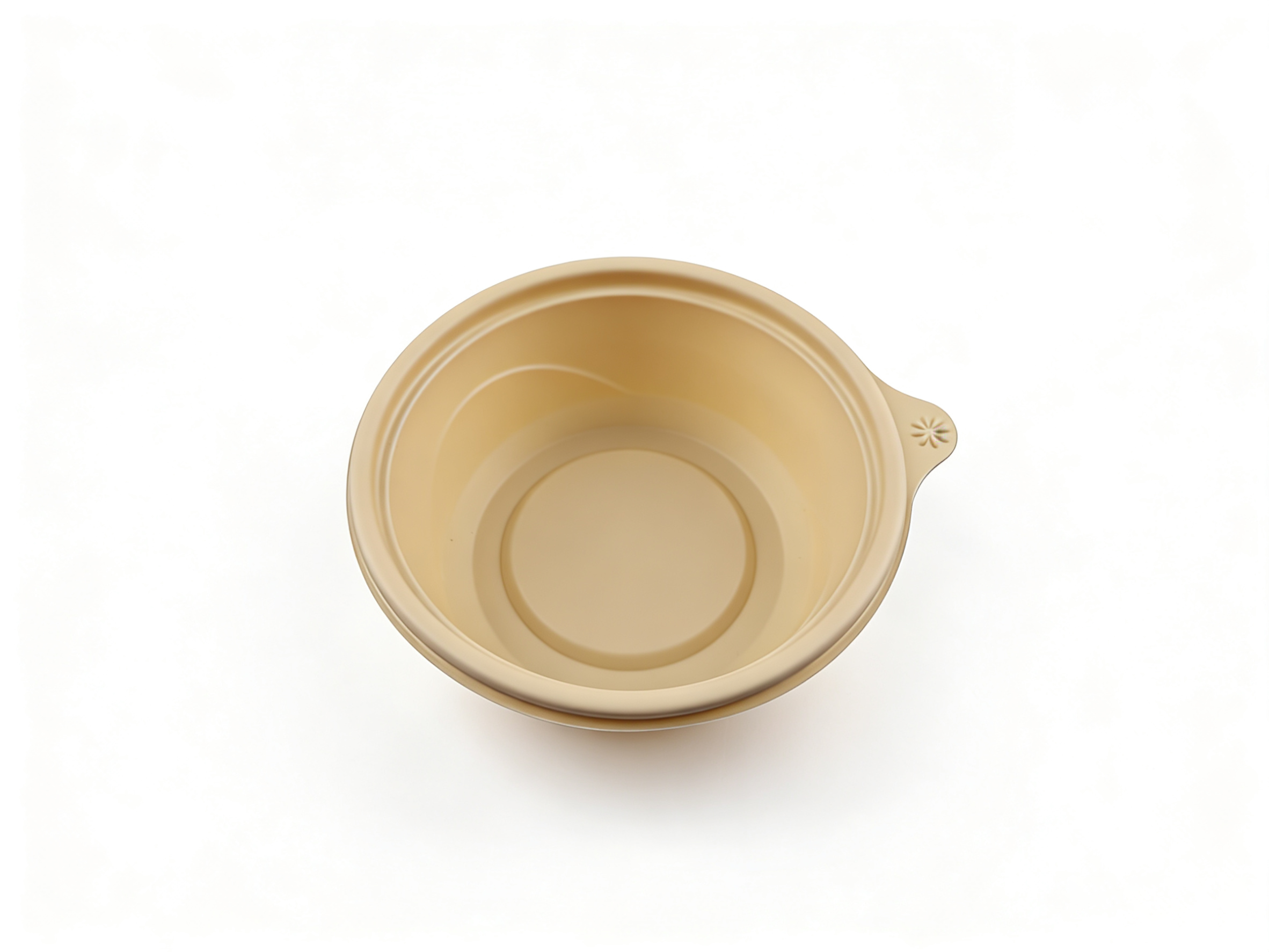 米色圆形 PP 打包盒（上径 14cm / 下径 9.3cm / 高 5.5cm）| 耐热防漏 | 外卖餐饮适用