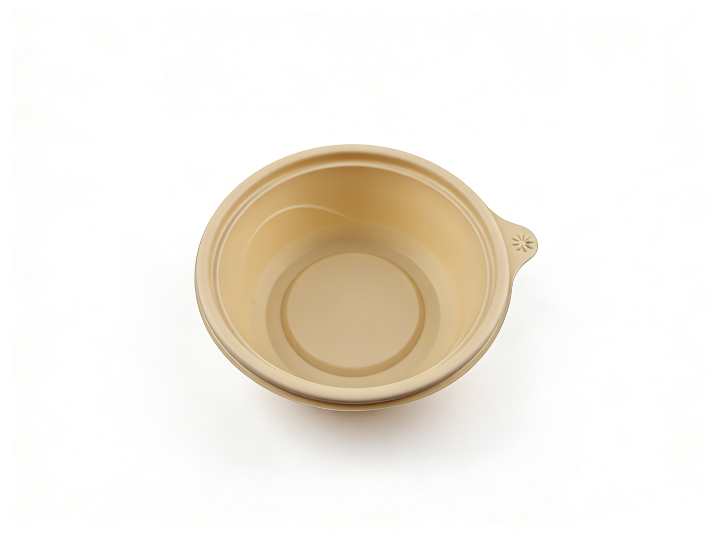 米色圆形 PP 打包盒（上径 14cm / 下径 9.3cm / 高 5.5cm）| 耐热防漏 | 外卖餐饮适用