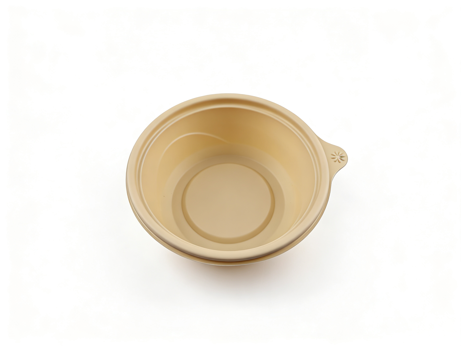 米色圆形 PP 打包盒（上径 14cm / 下径 9.3cm / 高 5.5cm）| 耐热防漏 | 外卖餐饮适用