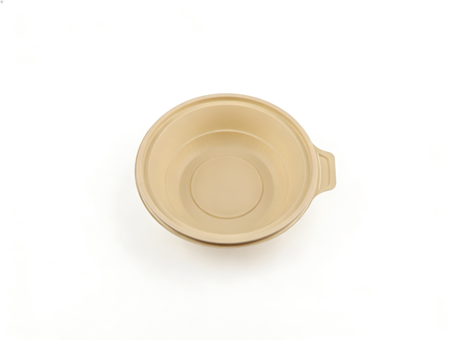 米色圆形 PP 打包盒（上径 20cm / 下径 12.3cm / 高 6.4cm）| 耐热防漏 | 外卖餐饮适用