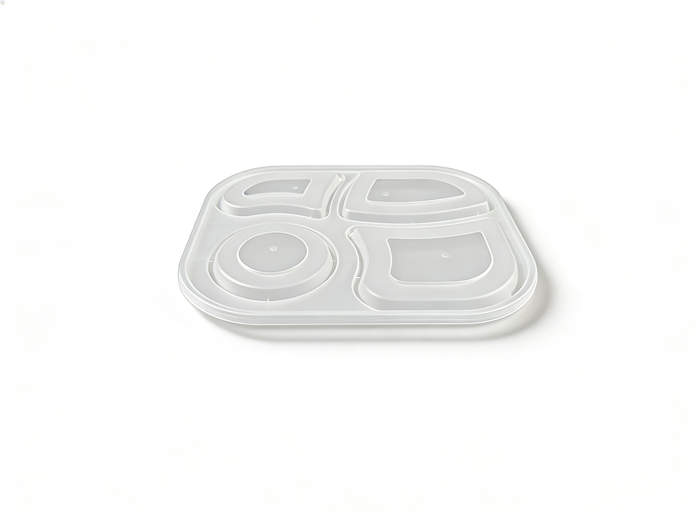 透明 25.7×21cm 四格 PP 餐盒盖 | 多格适配 密封防漏 | 外卖分餐适用