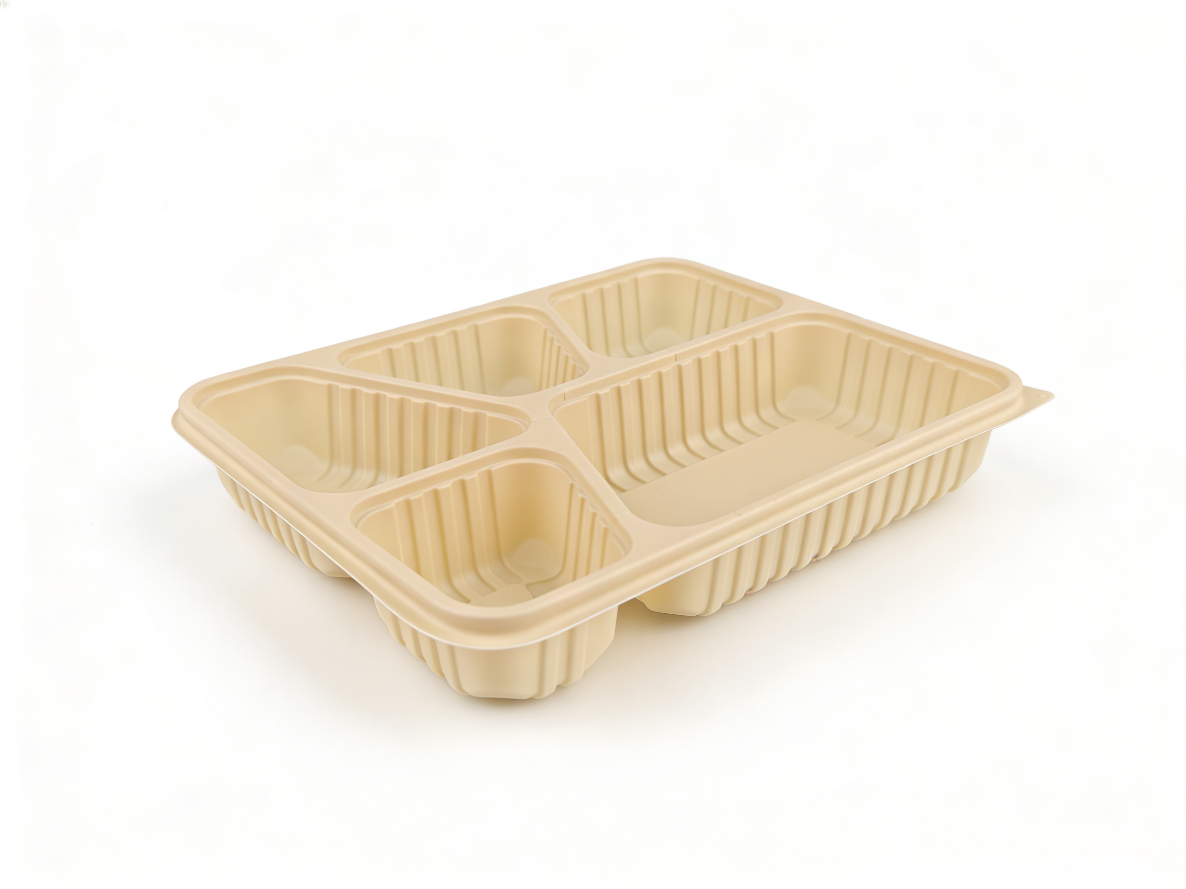 5格 PP 分格打包盒（25×20×4cm）｜耐热、微波适用｜外卖与餐饮使用