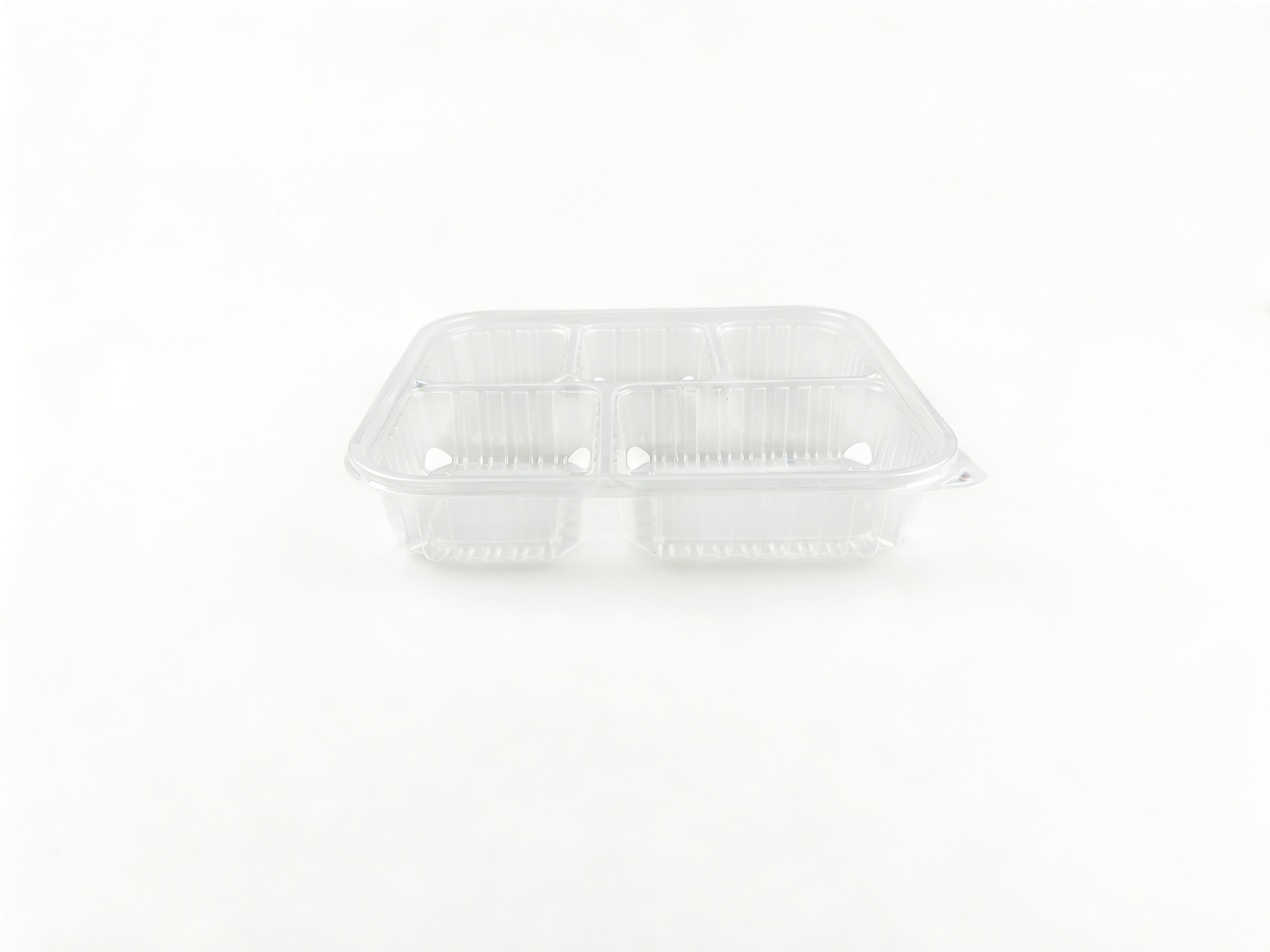 透明 25×22cm 五格 PP 打包盒（高 5cm）| 分餐专用 耐热防漏 | 外卖团餐适用