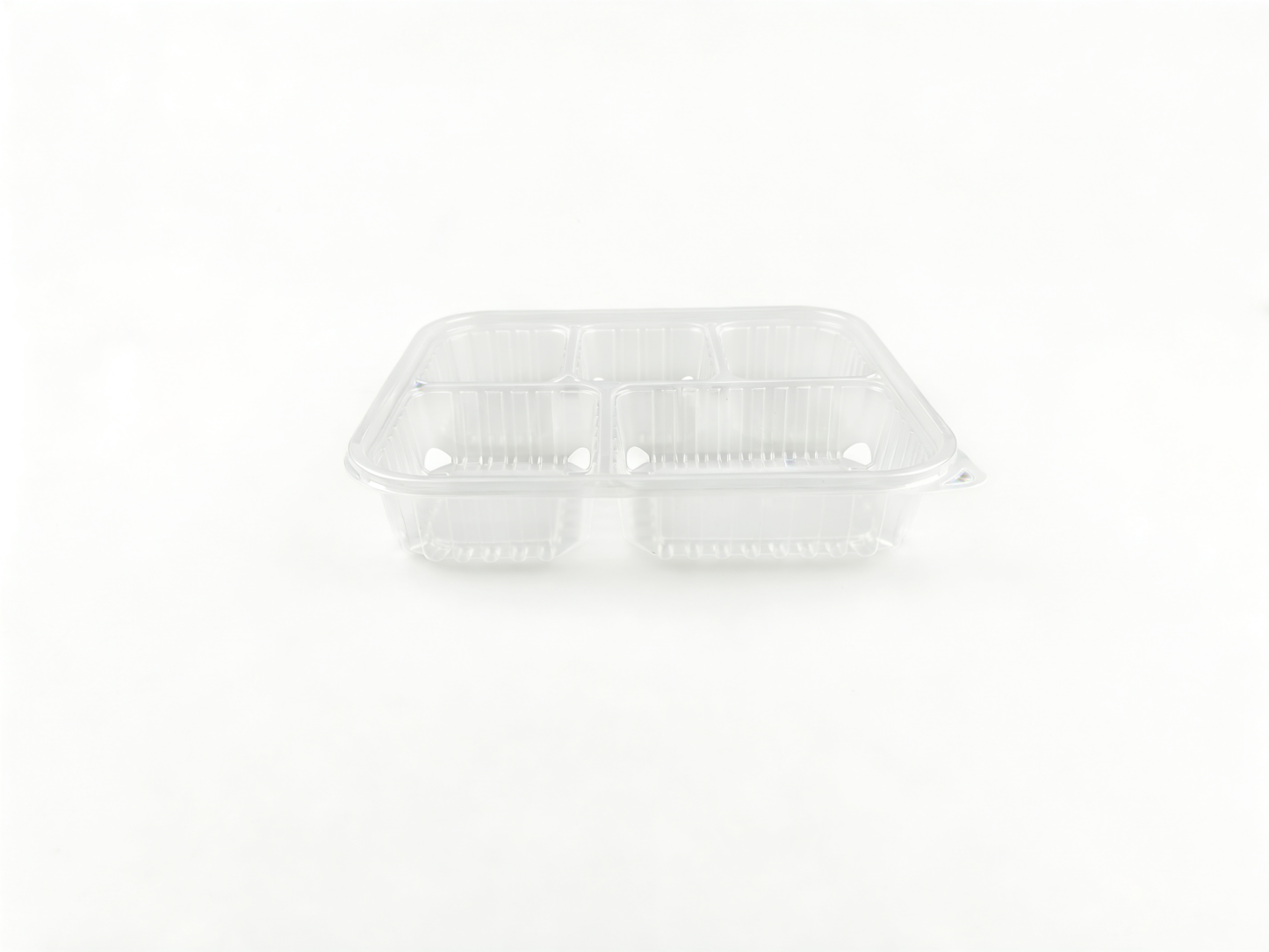 透明 25×22cm 五格 PP 打包盒（高 5cm）| 分餐专用 耐热防漏 | 外卖团餐适用