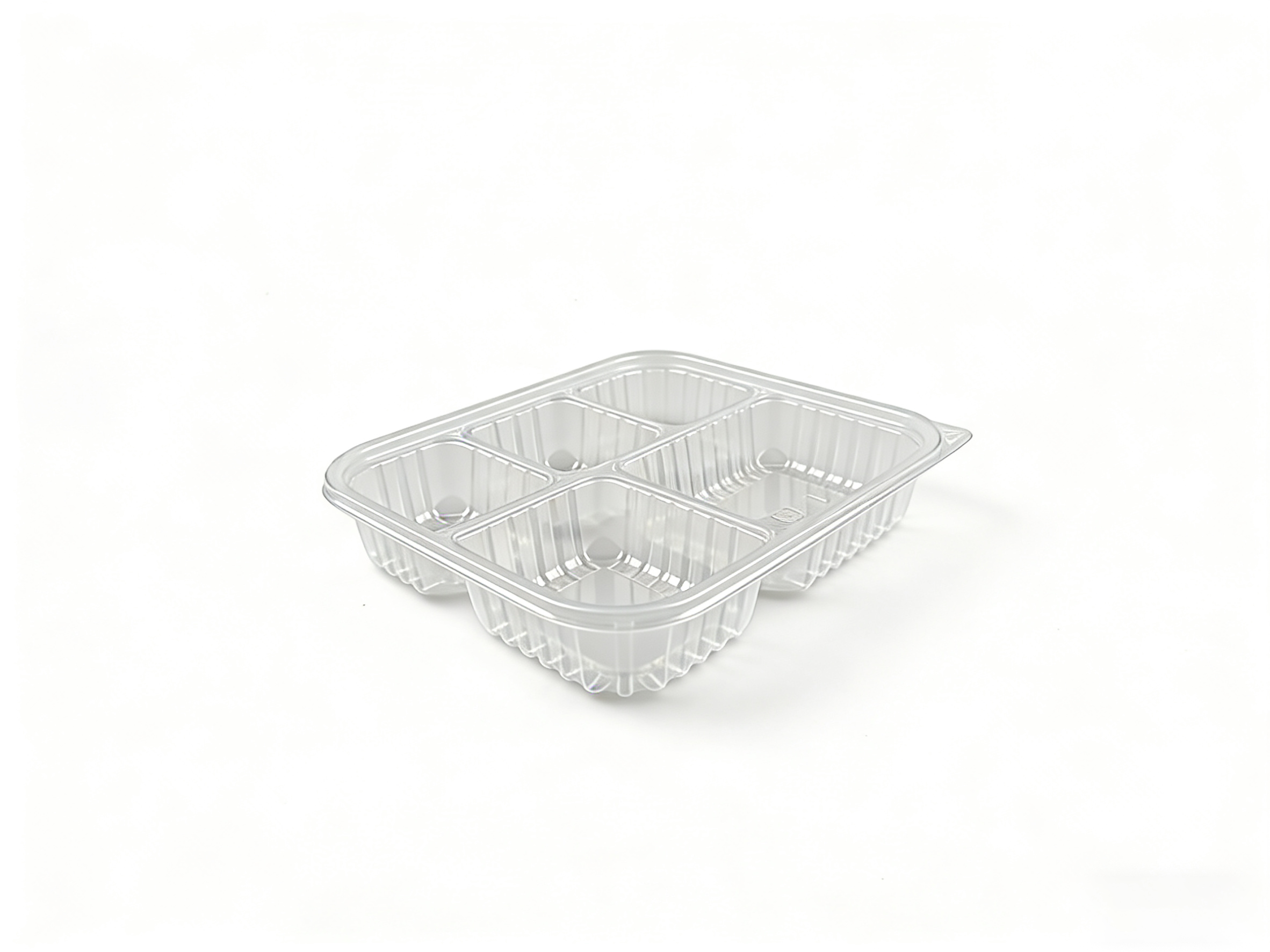 透明 25×22cm 五格 PP 打包盒（高 5cm）| 分餐专用 耐热防漏 | 外卖团餐适用