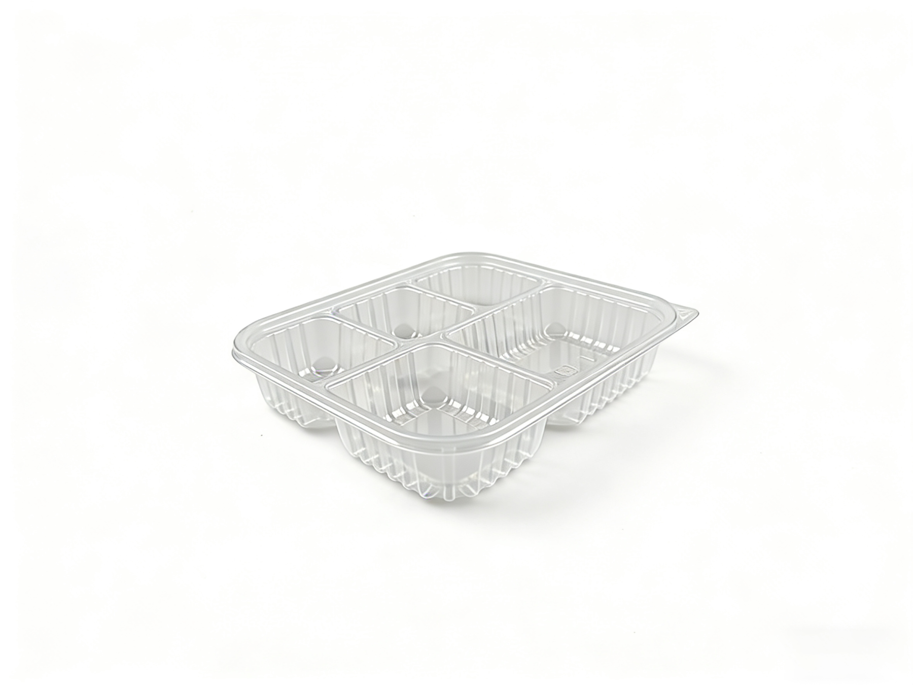 透明 25×22cm 五格 PP 打包盒（高 5cm）| 分餐专用 耐热防漏 | 外卖团餐适用