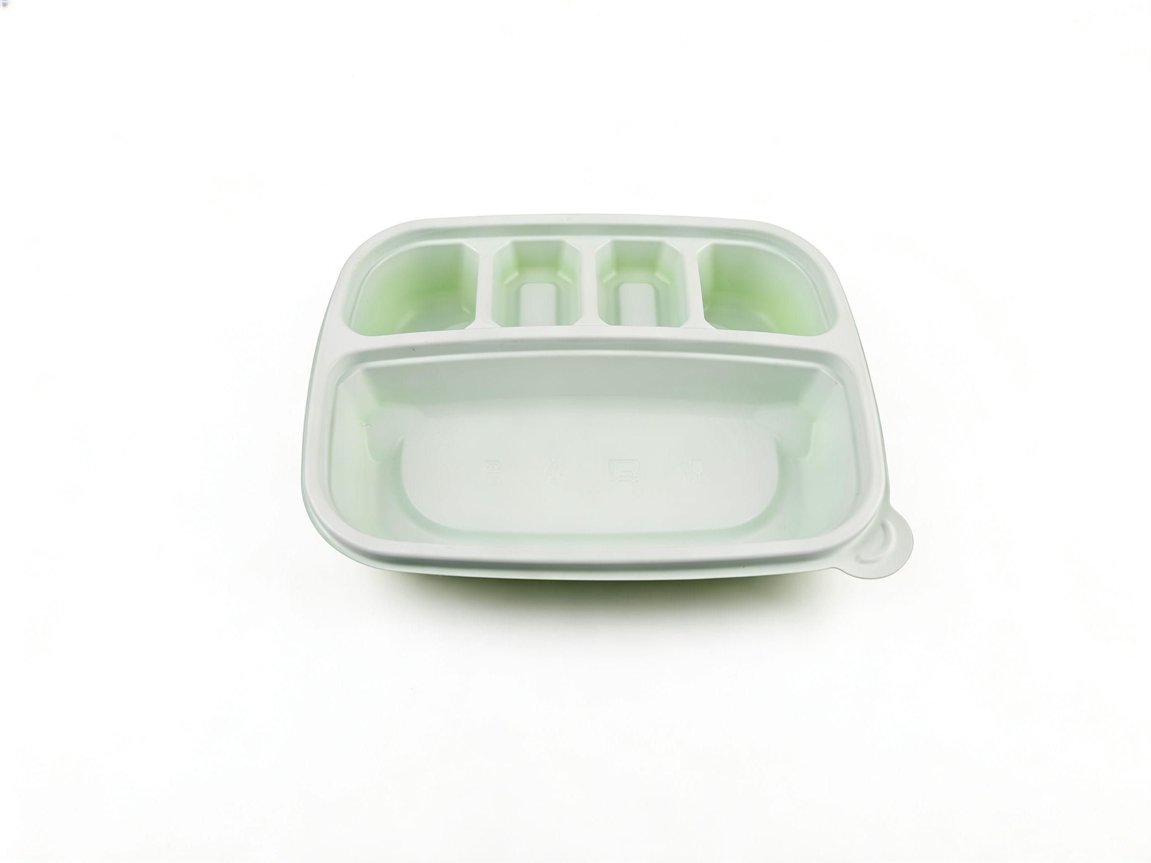浅绿色 24×19×4.5cm 五格 PP 餐盒 | 分餐专用 简约清新 | 外卖团餐适用