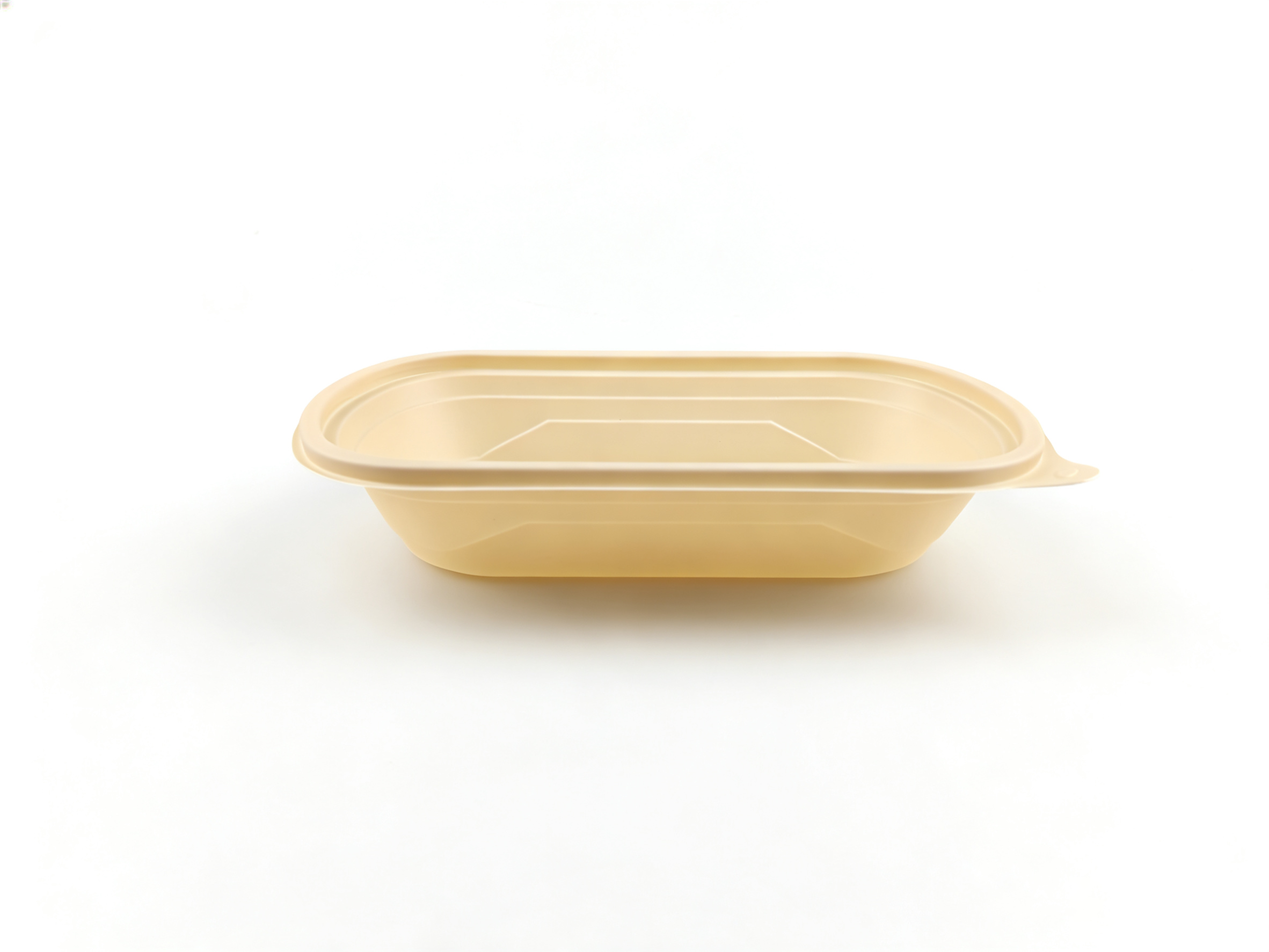 米色 PP 长形打包盒（上 24.6×14.6cm / 下 17.5×7cm / 高 5.2cm）| 耐热防漏 | 外卖餐饮适用