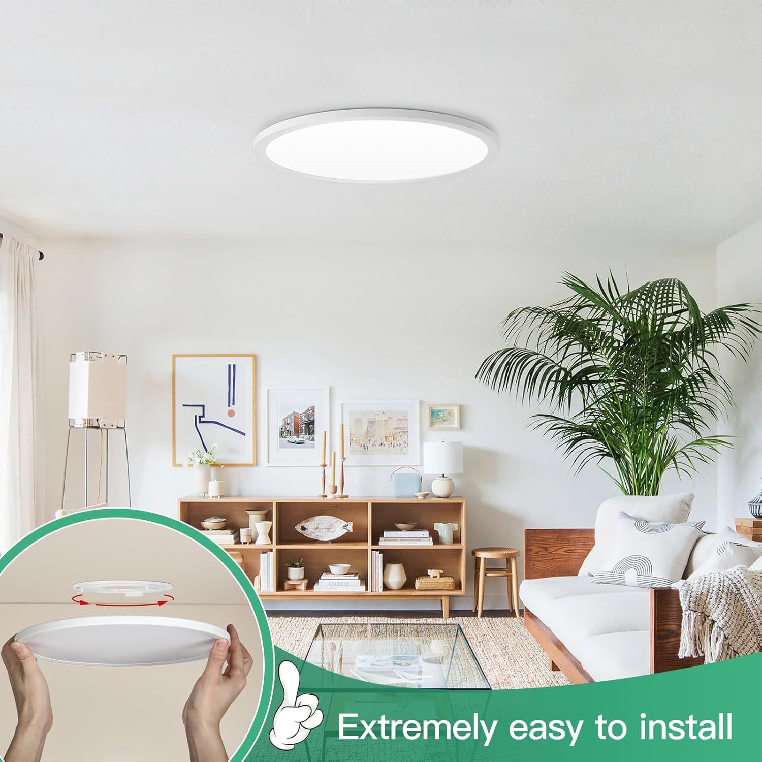 Brightever 4Pack LED Flush Mount Ceiling Light Fixture, 12 Inch 24W, Super Slim 0.67 Inch, 3200LM, Dimmable & 2700K-6500K 5 Color Selectable LED Ceiling Lights for Bedroom