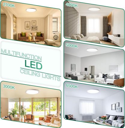 Brightever 4Pack LED Flush Mount Ceiling Light Fixture, 12 Inch 24W, Super Slim 0.67 Inch, 3200LM, Dimmable & 2700K-6500K 5 Color Selectable LED Ceiling Lights for Bedroom