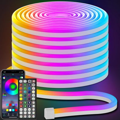 AILBTON 50FT Led Neon Rope Lights Control with App/Remote,Flexible Led Rope Light,Multiple Modes,IP65 Outdoor RGB Lights Waterproof,Music Sync Gaming Led Neon Strip Light for Bedroom Decor (50FT)