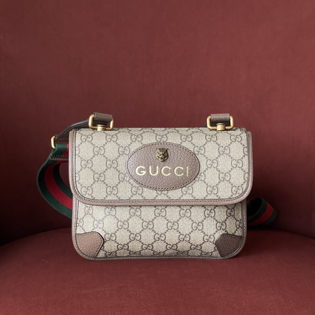 GG supreme 型号：501050🐯虎头腰包尺寸：22*16.5*4cm 原厂皮 古铜五金 最高版本全套最新绿色系列环保包装