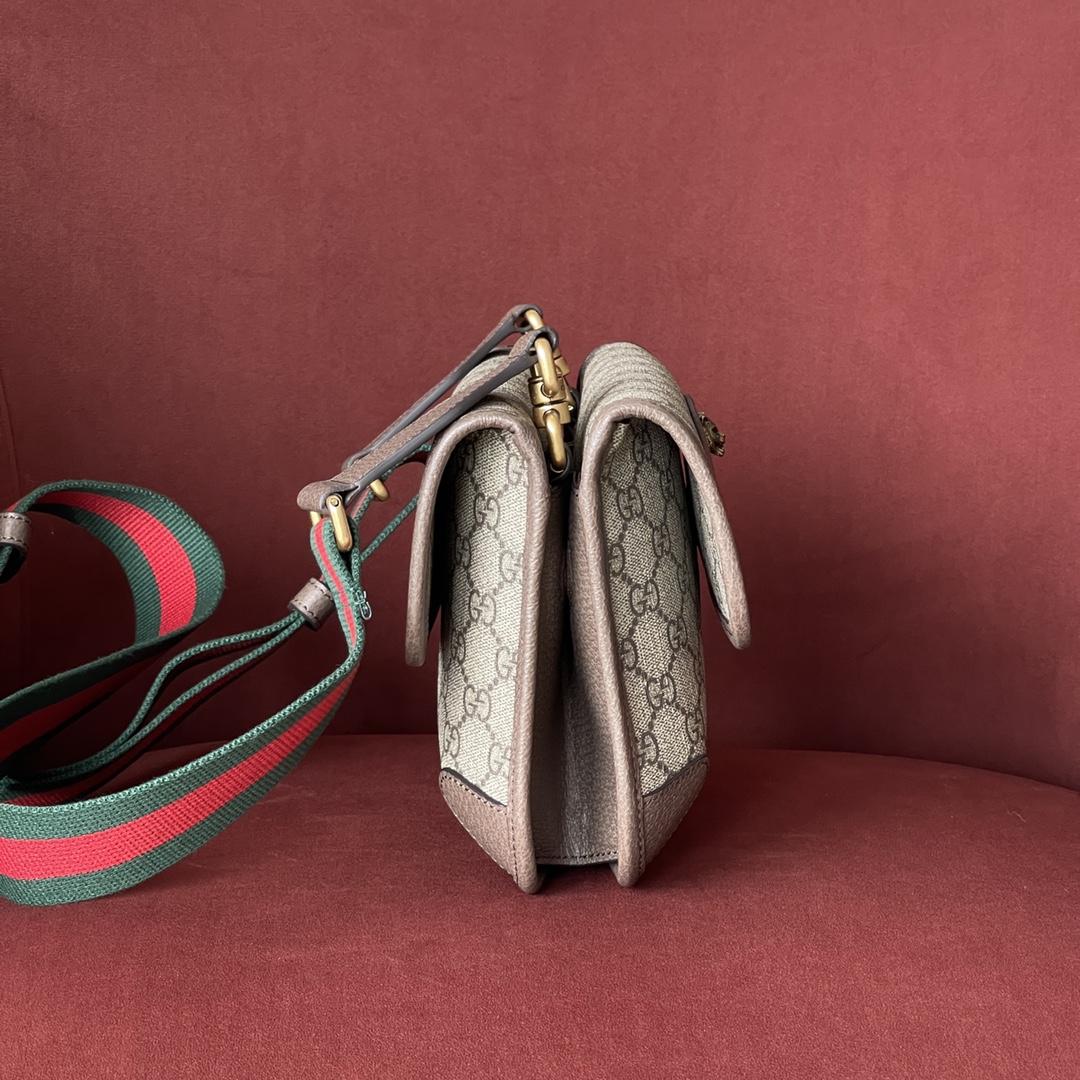 GG supreme 型号：501050🐯虎头腰包尺寸：22*16.5*4cm 原厂皮 古铜五金 最高版本全套最新绿色系列环保包装