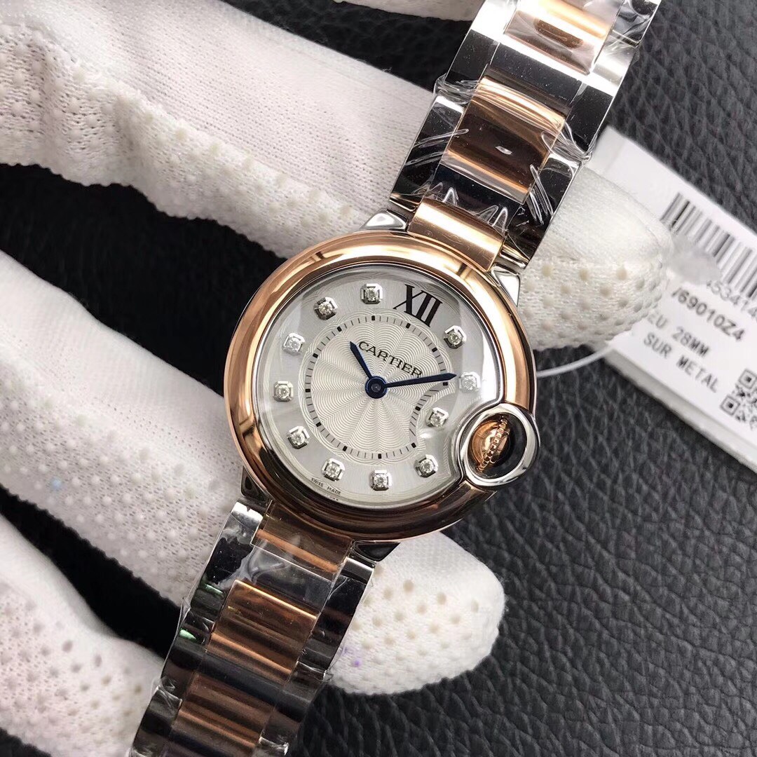 卡地亚 小气球 为性价比最好的女款  瑞士朗达石英机芯 28mm 娇小玲珑  淬火蓝钢指针 表把头晶石由手工打磨而成