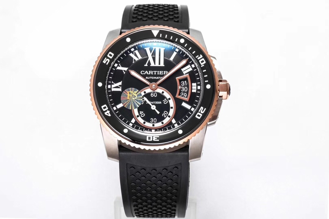 The Cartier Calibre de Cartier Diver collection represents a new generation of iconic masterpieces from Cartier. Featuring a 316L stainless steel case, ceramic bezel with luminescent coating, and a calendar display matching the authentic model with black 