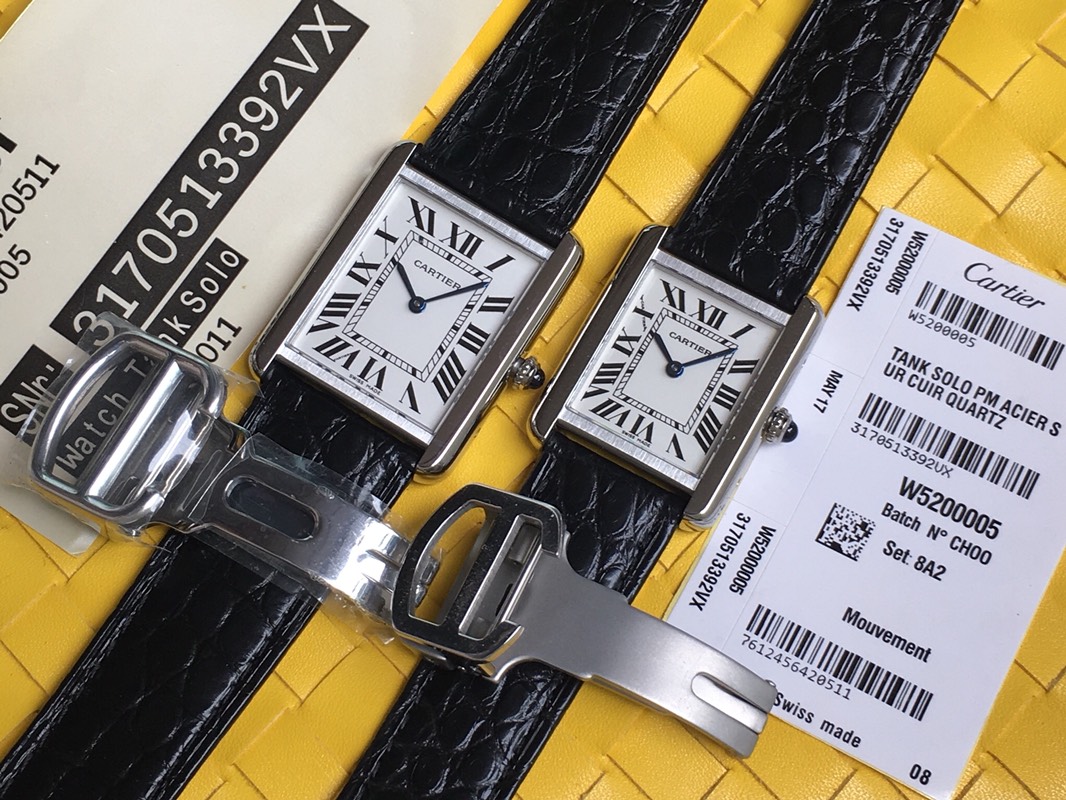 Cartier Solo Tank Player Customised Ladies' Watch Authentic fully disassembled moulding Compatible with genuine components Quenched blue steel hands Genuine screws on case sides Micro-curved profile matching originals Paired with authentic American alliga