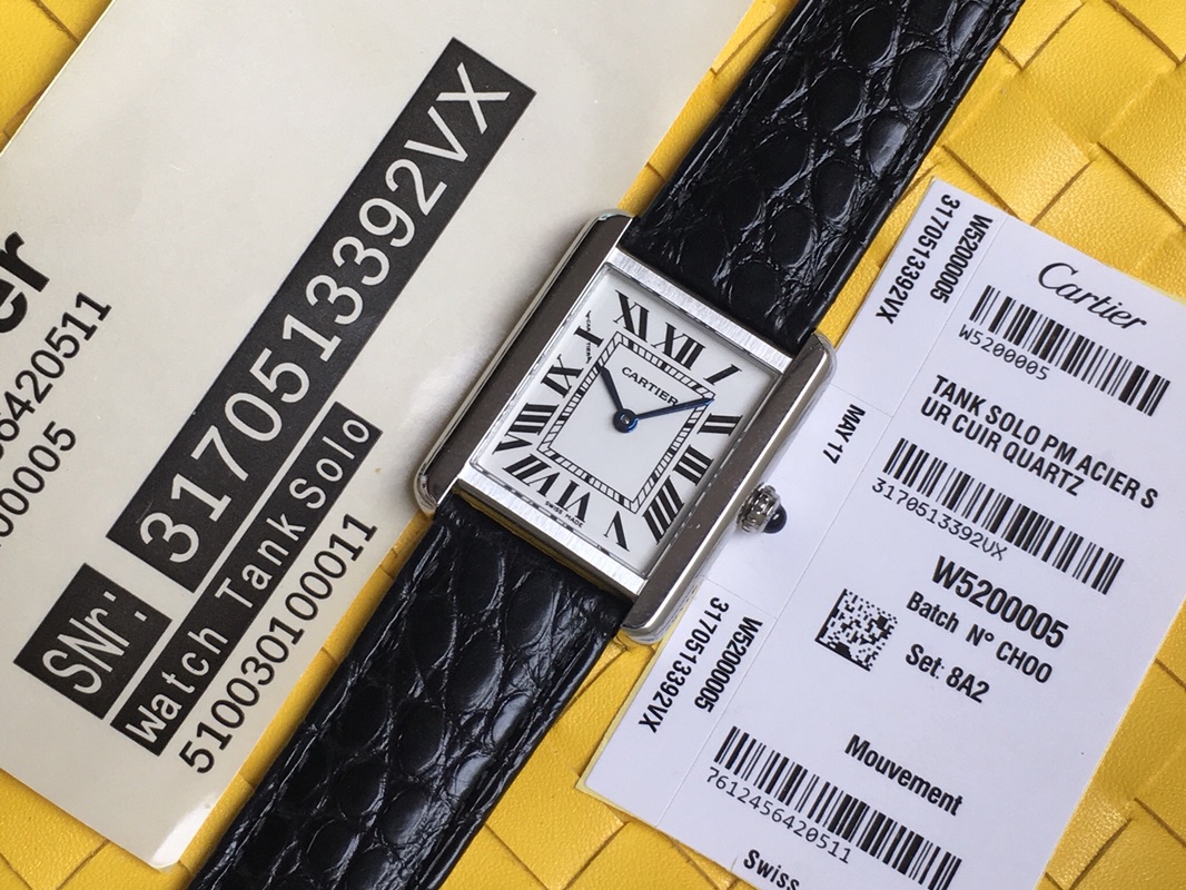 Cartier Solo Tank Player Customised Ladies' Watch Authentic fully disassembled moulding Compatible with genuine components Quenched blue steel hands Genuine screws on case sides Micro-curved profile matching originals Paired with authentic American alliga