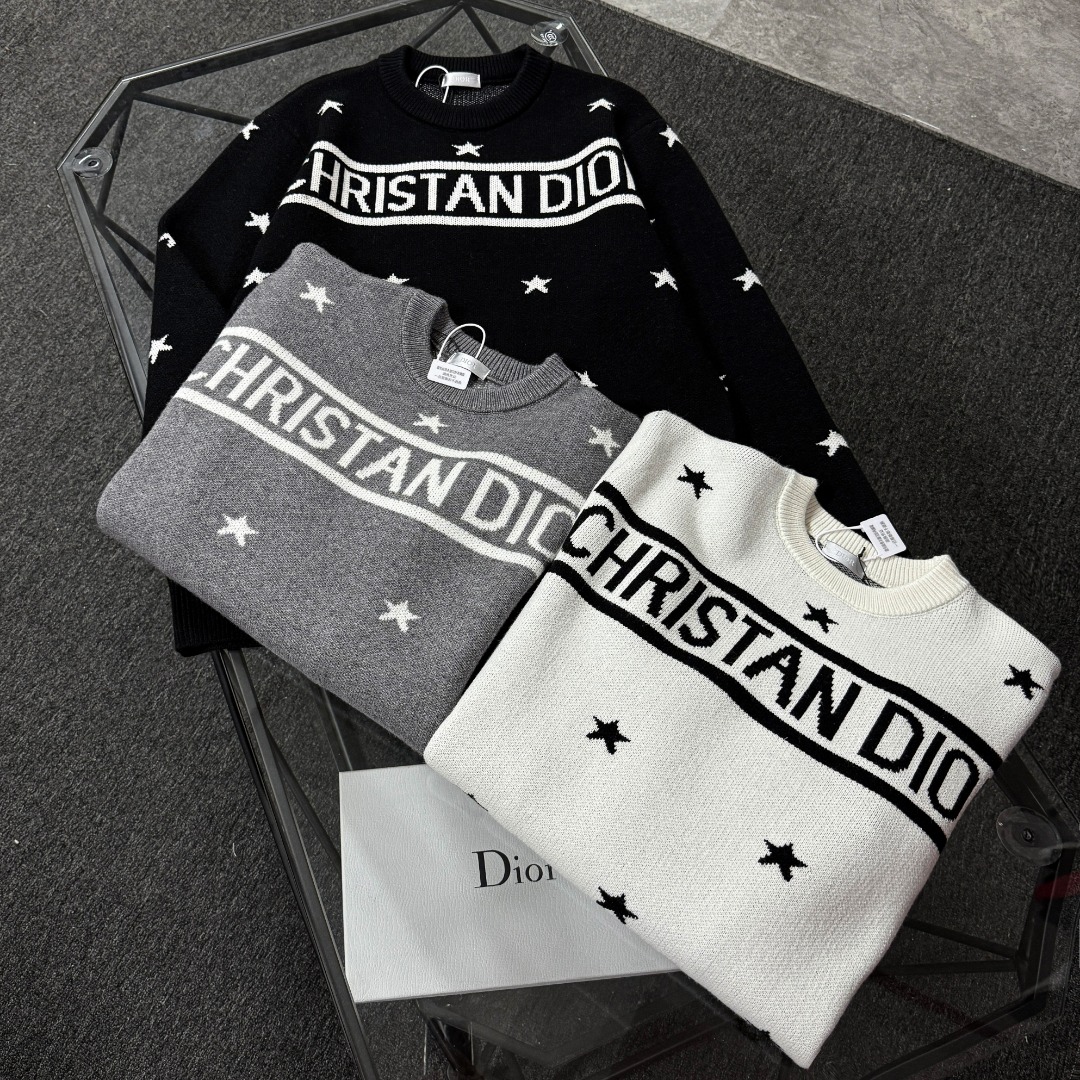  DIOR 26 High-End Jacquard Wool Knit Sweater