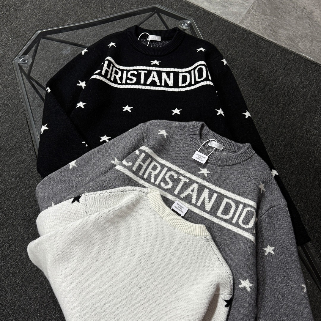  DIOR 26 High-End Jacquard Wool Knit Sweater