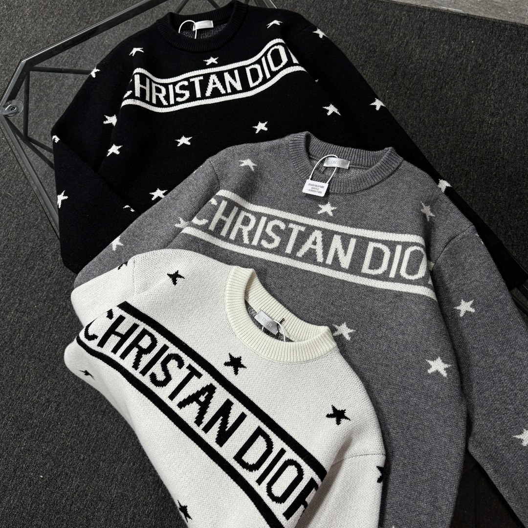  DIOR 26 High-End Jacquard Wool Knit Sweater