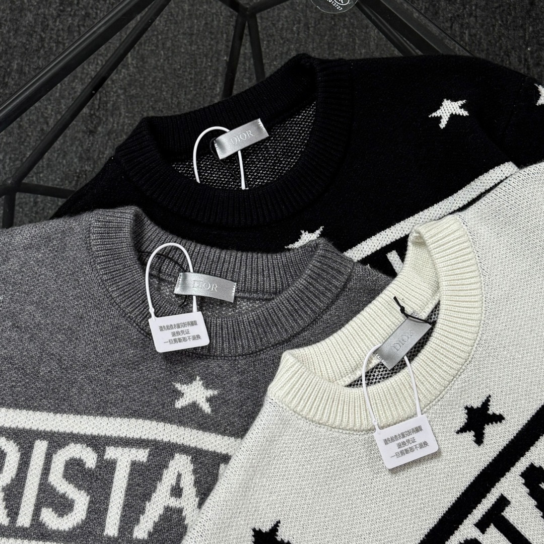  DIOR 26 High-End Jacquard Wool Knit Sweater